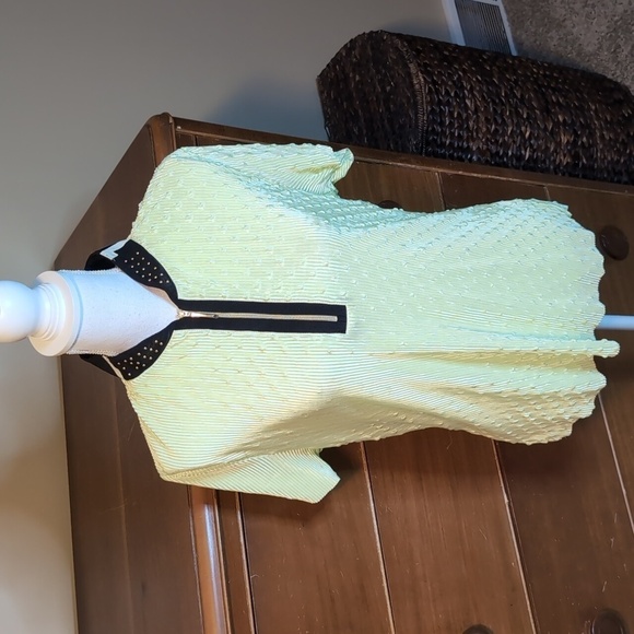 Jamie Sadock Lime Bubble Print Short Sleeve Ribbed Golf Top Size XL - Picture 4 of 13